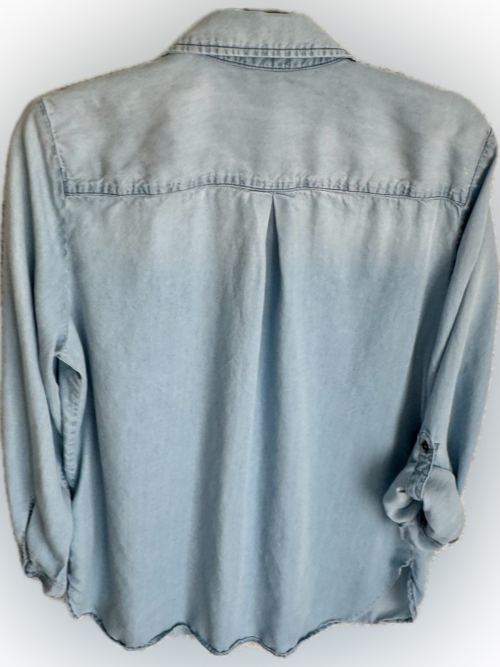Natural Reflections Chambray Button Down Shirt XL Lyocell Soft Denim Look - Picture 3 of 6